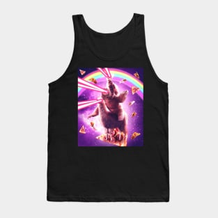 Laser Eyes Space Cat Riding Sloth, Llama - Rainbow Tank Top